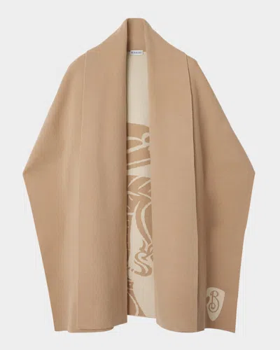 Burberry Ekd Wool And Cashmere Blend Cape In Cracker