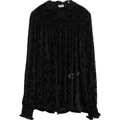 Burberry Paisley Flocked Bishop Sleeve Top In Black