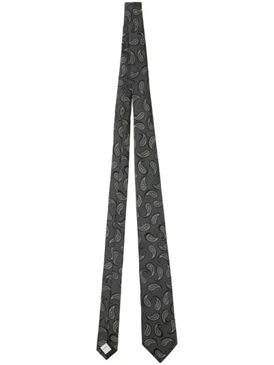 Burberry Paisley-print Tie In Grey