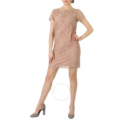 Burberry Pale Ash Rose Liberty Check Lace Dress In Brown