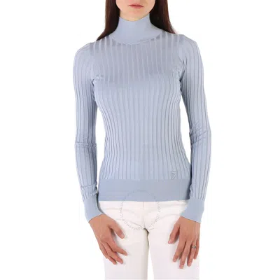 Burberry Pale Blue Abbi High-neck Silk Sweater In Neutral