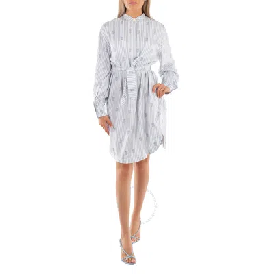 Burberry Pale Blue Elina Stripe Silk-blend Shirt Dress