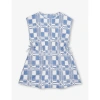 BURBERRY BURBERRY PALE BLUE IP PAT TREVELLE CHECK-PRINT COTTON DRESS 8-14 YEARS