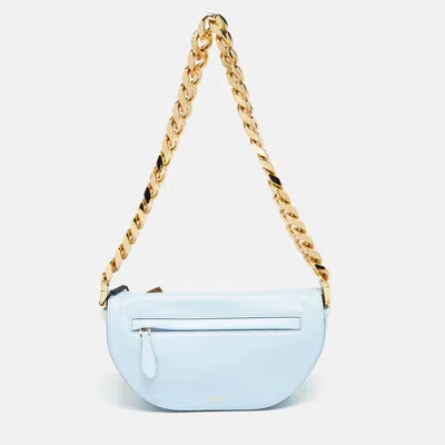 Pre-owned Burberry Pale Blue Leather Small Olympia Chain Shoulder Bag