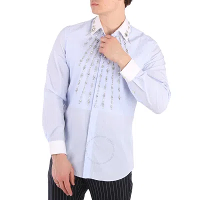 Burberry Pale Blue Stripe Carterton Crystal-embellished Dress Shirt