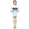 Burberry Pale Blue Wool Canvas Step-through Pencil Skirt In Pale Blue