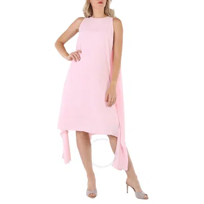 Burberry Pale Candy Pink Drape Detail Satin Crepe Shift Dress