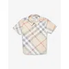 Burberry Pale Stone Ip Check Owen Check-print Cotton Shirt 12 Months-2 Years In Pale Stone Ip Check