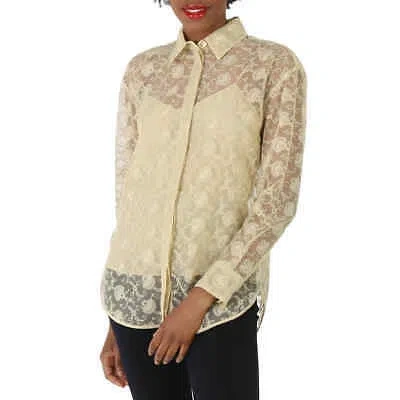 Pre-owned Burberry Pale Yellow Pattern Kestrel Lace Top