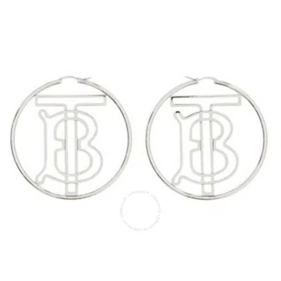 Burberry Palladio Monogram Motif Hoop Earrings In Metallic