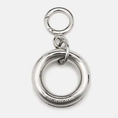 Pre-owned Burberry Palladium Plated Leather Detail Grommet Key Charm