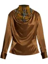Burberry Checked Scarf Satin Top In Braun