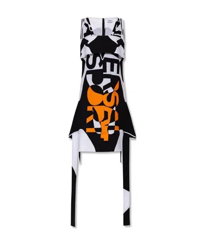 BURBERRY BURBERRY SLEEVELESS SLOGAN PRINT MINI DRESS