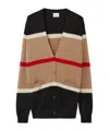 Burberry Phillipa Striped Cashmere And Silk-blend Cardigan In Black