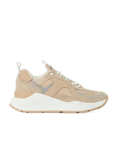 Burberry Panelled Lace-up Sneakers In Brown