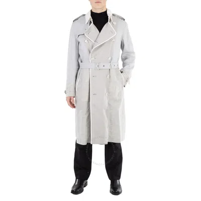 Burberry Panelled Linen Trench Coat In Light Pebble Grey In Gray