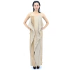 BURBERRY BURBERRY PANELLED WOOL SILK AND VELVET GOWN WITH FEATHER DETAIL