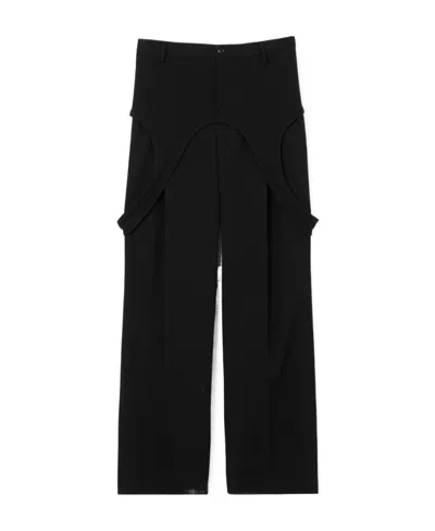 Burberry Panelled Wool Wide-leg Trousers In Black