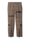 Burberry Cargo Pants Check Pattern In Silk Blend In Brown