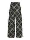 BURBERRY CHECK BROWN WOOL BLEND TROUSERS