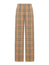 Burberry Check Cotton Trousers In Nude