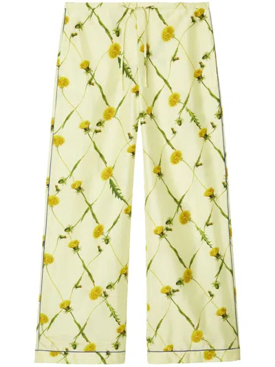 Burberry Dandelion-print Silk-satin Trousers In Sherbet