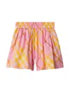 Burberry Kids Marcy Check Cotton Shorts In Pink