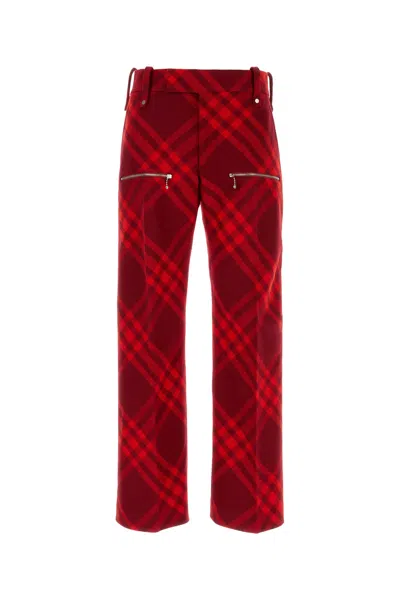 Burberry Plaid-check Wide-leg Wool Trousers In Multi