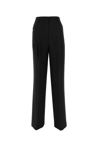 Burberry High-waisted Wool Trousers In Black