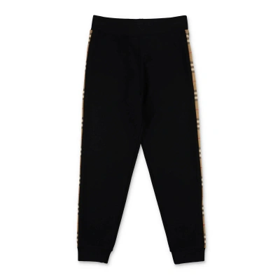 Burberry Kids'  Pantaloni Neri Nolen In Felpa Di Cotone Bambino In Nero