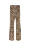 Burberry Wool Blend Trouser With Iconic Check Print In Neutral