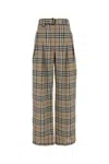 Burberry Brown Embroidered Twill Wide-leg Pant In White