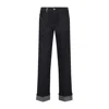 Burberry Cotton Blend Trouser With Metal Belt Loop In Blue