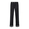 Burberry Cotton Blend Trouser With Metal Belt Loop In Blue