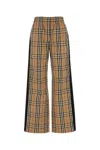 Burberry Checked Pattern Wide Leg Trousers In Brown
