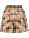 Burberry Striped Checked Cotton-blend Shorts In Beige
