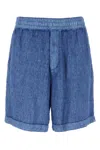Burberry Linen Shorts With Drawstrings In Blue