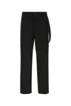 Burberry Black Cotton Wide-leg Pant In Black