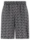 Burberry Printed Silk Bermuda Shorts In Black