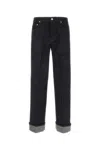 Burberry Denim Trousers With Contrast Stitching And Rolled Cuffs In Blue