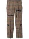 Burberry Cargo Pants Check Pattern In Silk Blend In Brown
