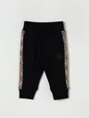 Burberry Jackson Check Trim Cotton Jogging Pants In Black