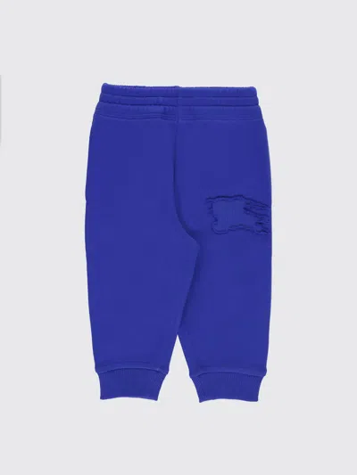 Burberry Electric Blue Jogging Trousers With Ekd Logo In White