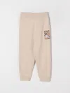 Burberry Childrens Check Label Cotton Jogging Pants In Ivory
