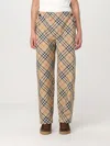 Burberry Wool Blend Trouser With Iconic Check Print In Beige