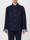Burberry Denim Jacket With Chest Pockets And Contrast Stitching In Blue
