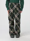 Burberry Men's Check Pattern Trousers With Elastic Waist And Drawstring In Green