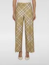Burberry Checkered Design Wool Trousers For Women In 米色