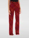 Burberry Checked Straight-leg Wool Trousers In 红色