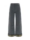 Burberry Women's Cinder Cotton And Nylon Trousers With  Check Cuffs In Cinder
